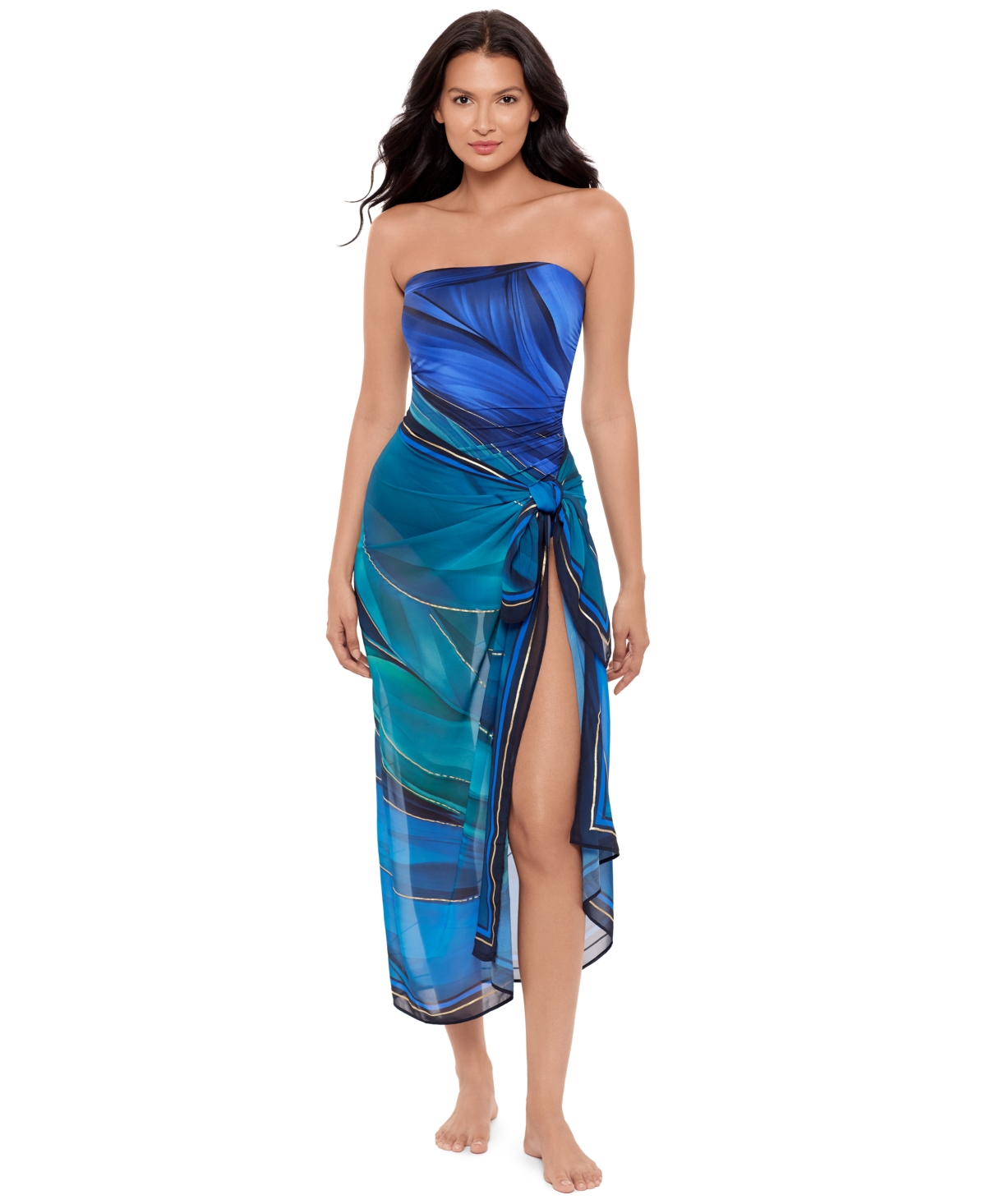 Women's Maldiva Pareo Pull-On Cover-Up Skirt - Blue Multi