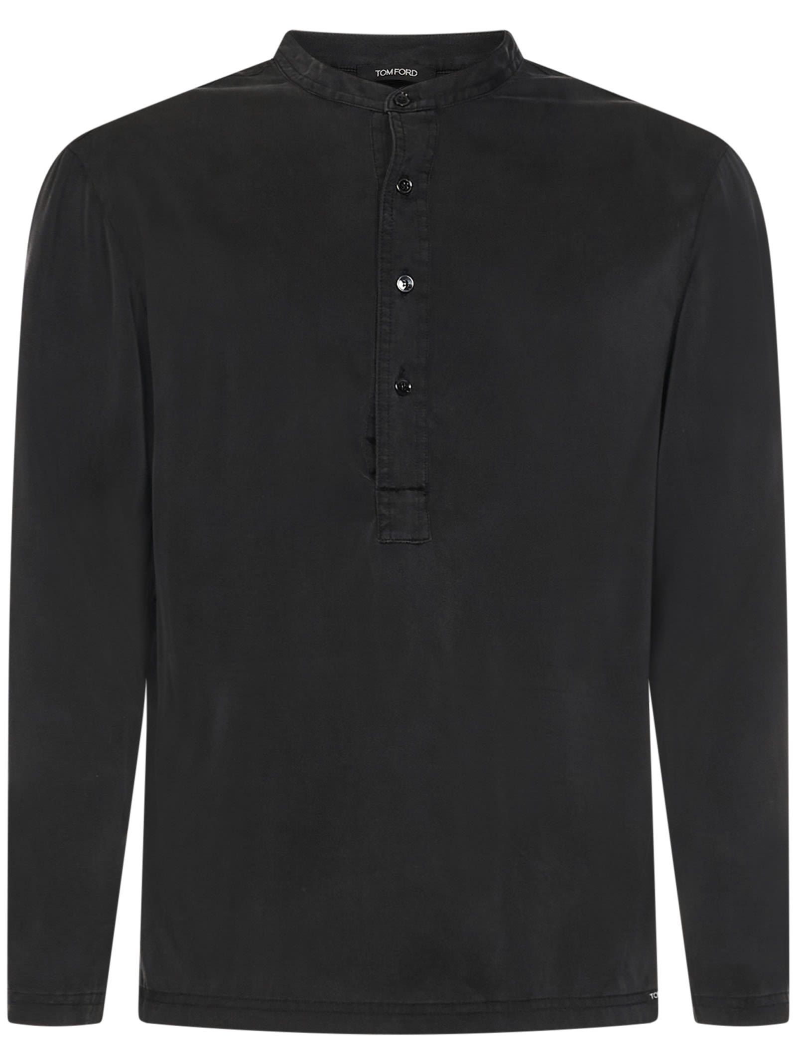 Henley stretch-silk loungewear shirt
