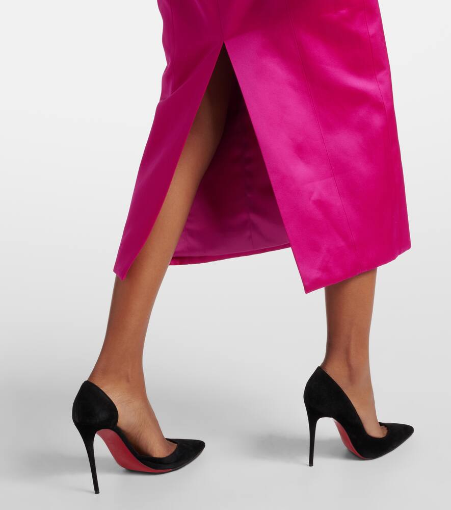 Embellished satin midi dress