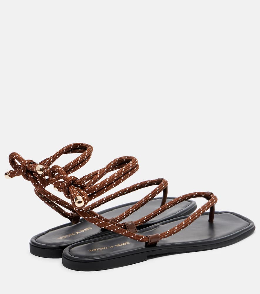 Carmina leather-trimmed thong sandals