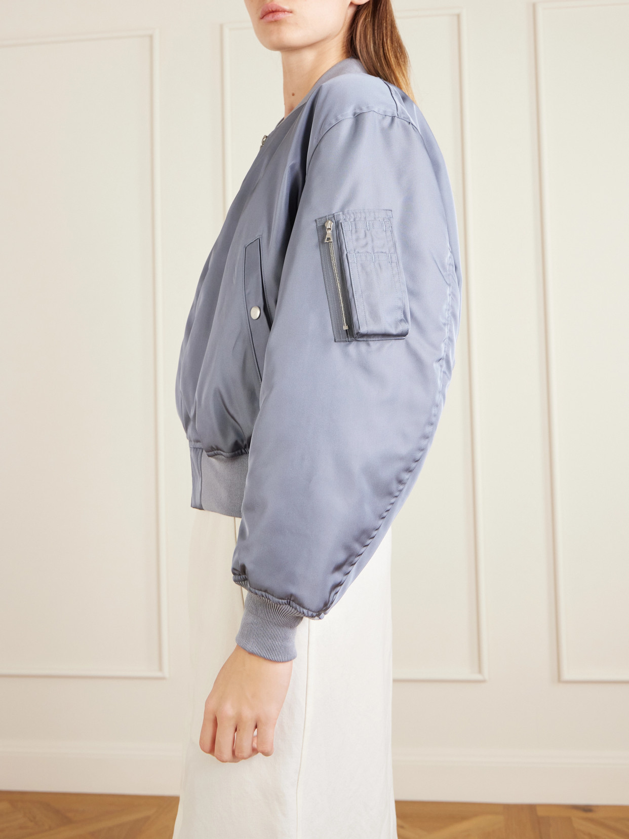 Silk-twill Bomber Jacket - Blue