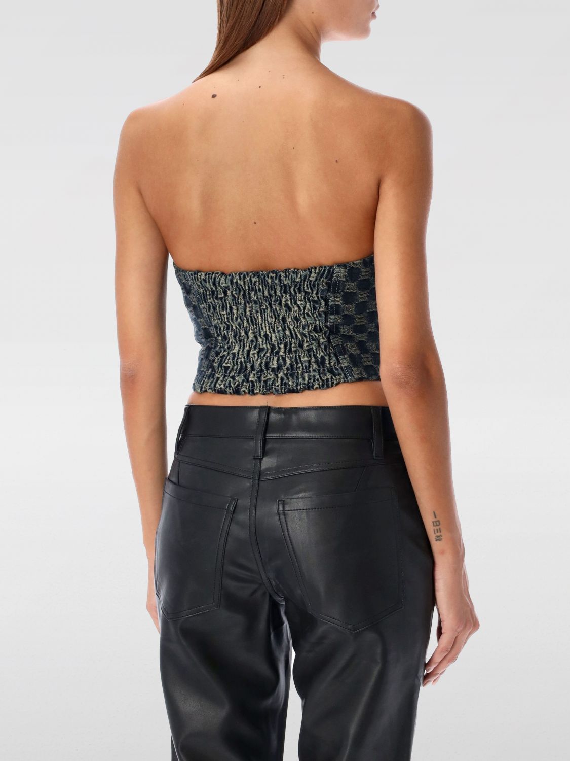 Monogram-jacquard denim corset - Blue