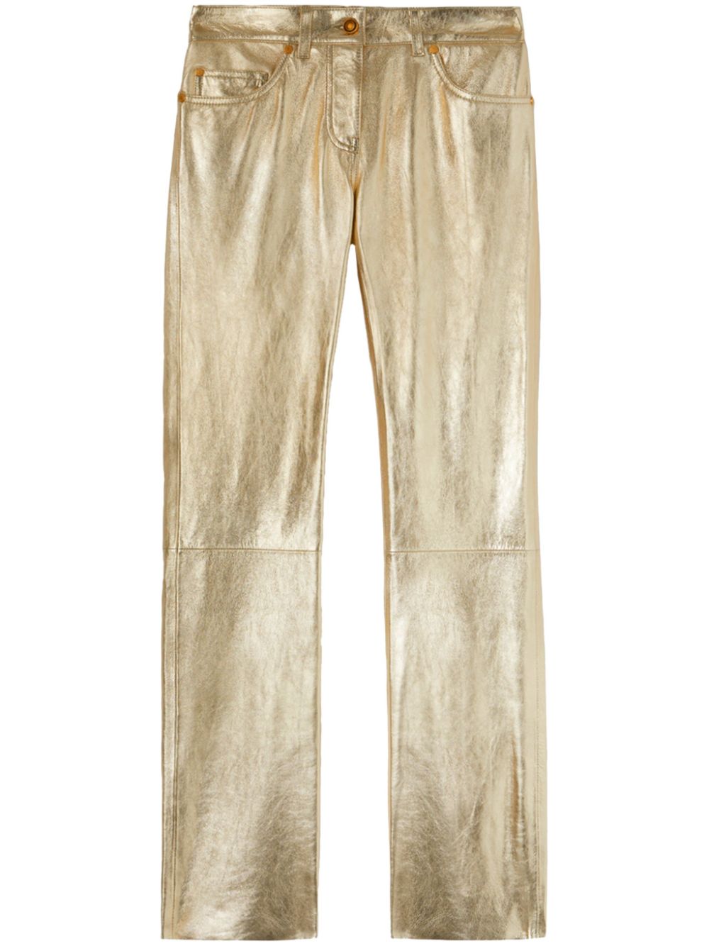 Laminated straight-leg trousers - Gold