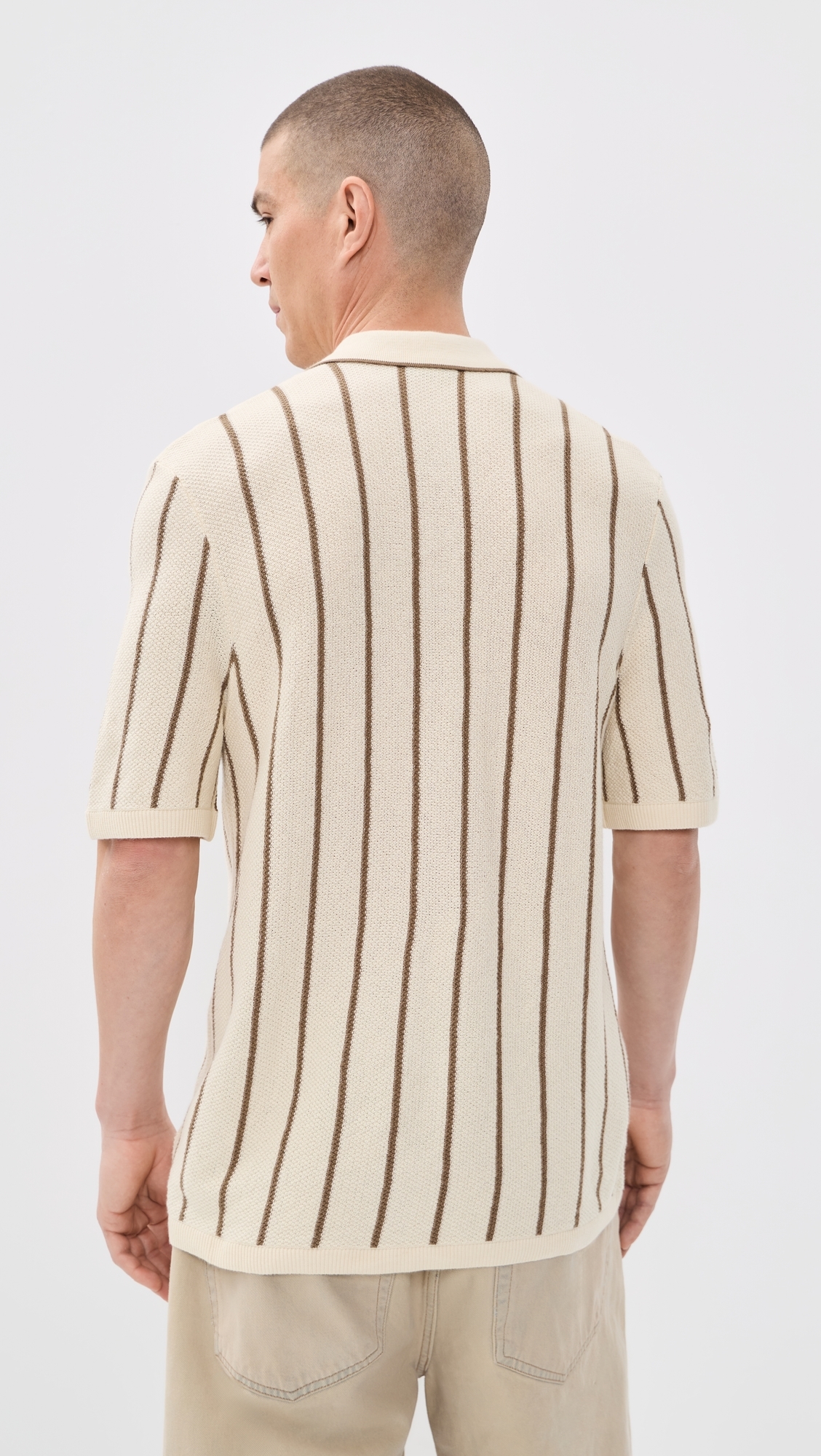 Sweater Shirt Cream Walnut Stripe