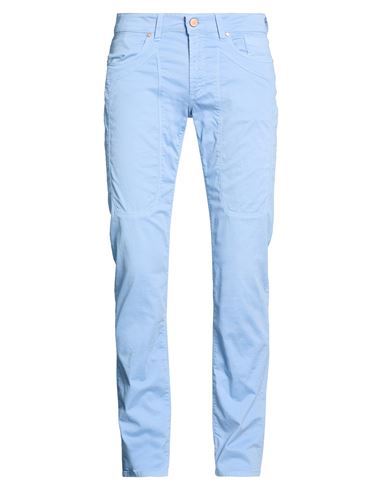 Man Pants Light blue Size 33 Cotton, Elastane, Polyester, Polyurethane