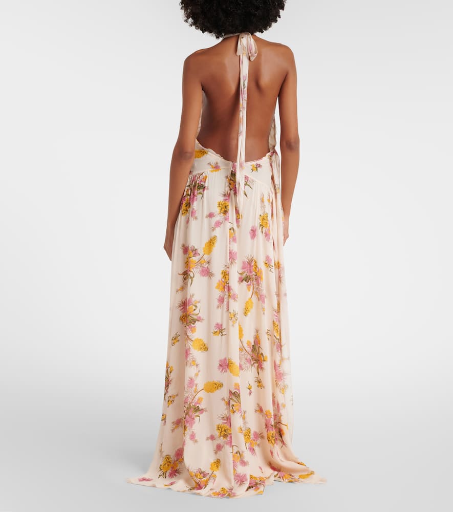 Floral ruffled georgette gown
