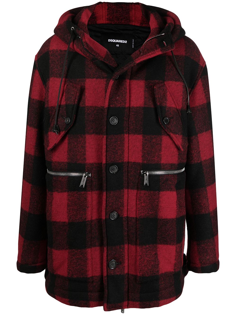 Checked single-breasted coat
