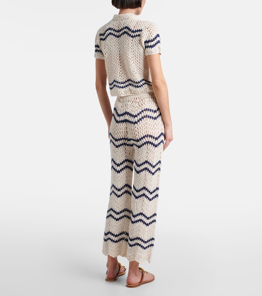 Nautical chevron crochet cotton shirt