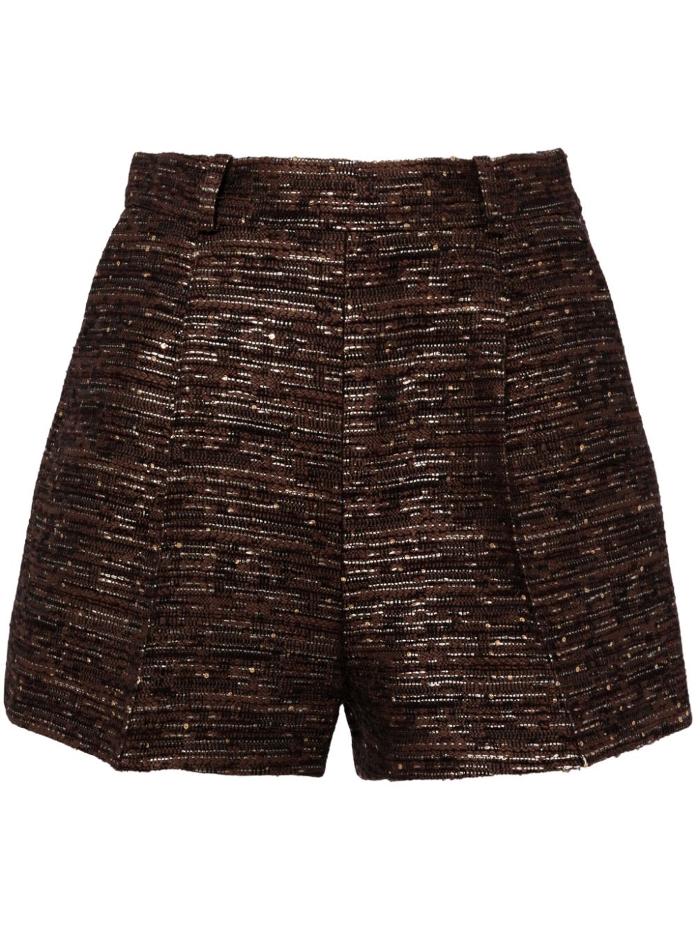 Tweed mini shorts - Brown