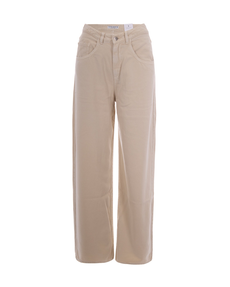 Beige Relaxed Mid Rise Jeans