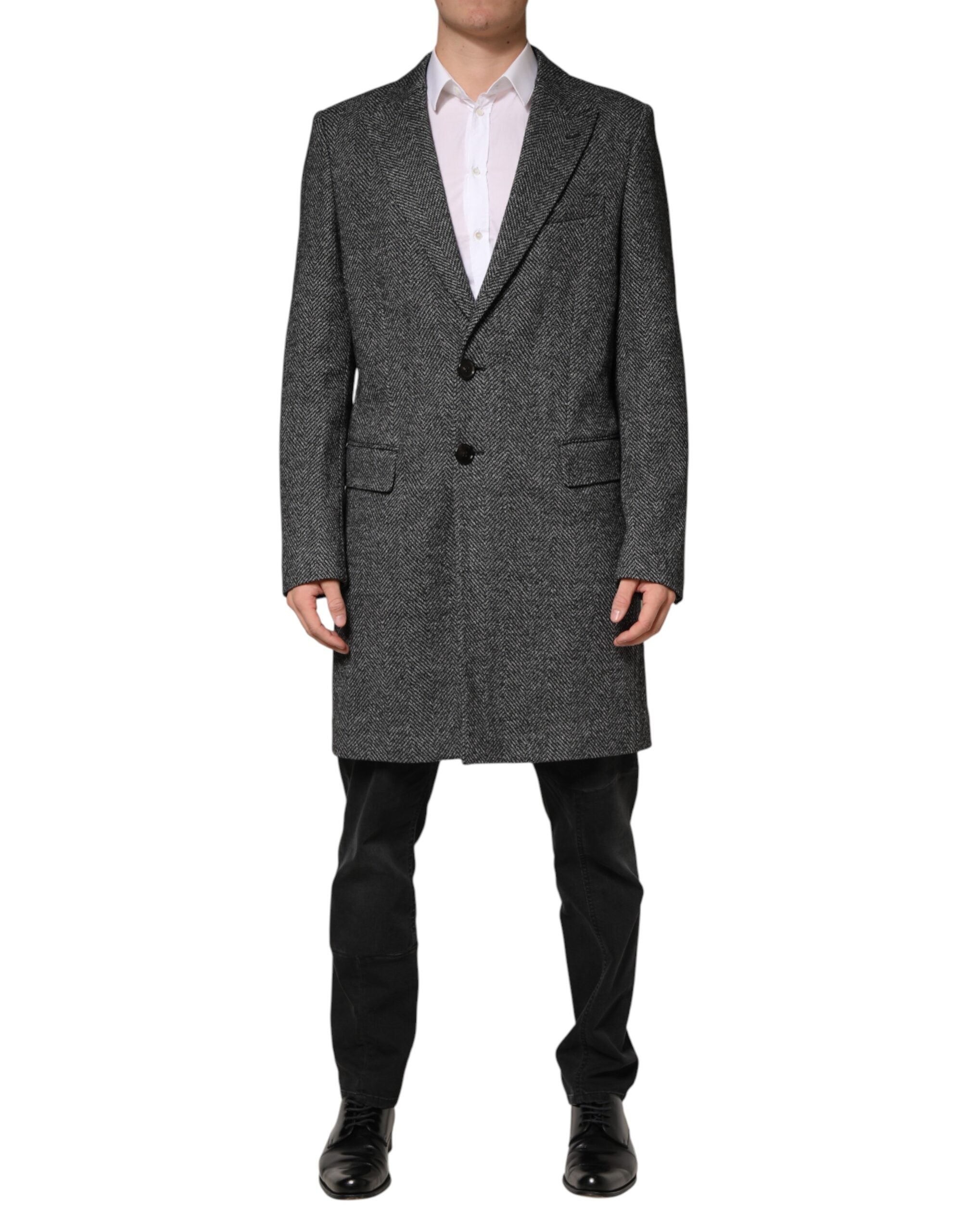 Wool Blend Trench Coat — Gray