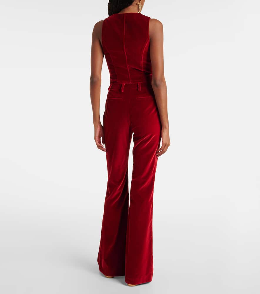 Cotton velvet flared pants