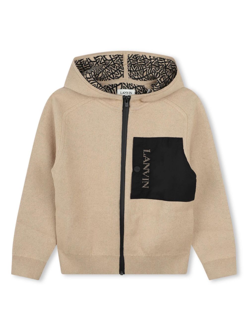 Logo-embroidered zip-up hoodie - Neutrals