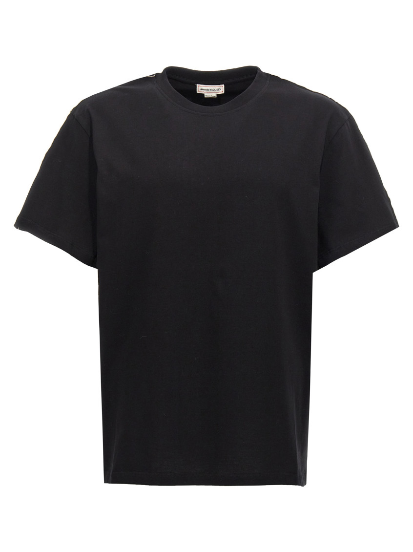 -Contrast Band T Shirt Nero-Uomo