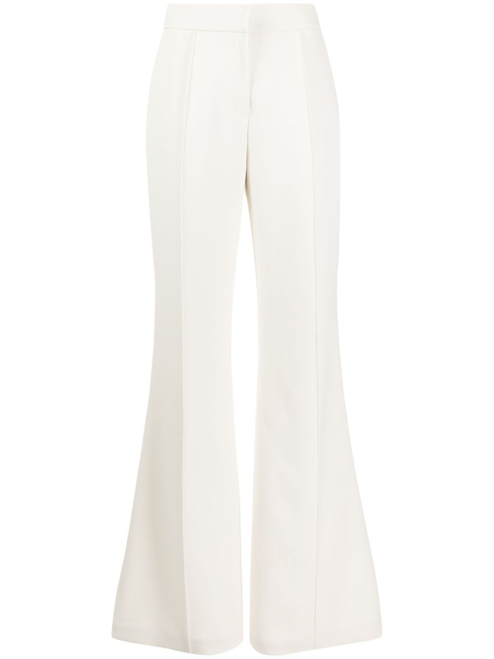 Pressed-crease cady flared trousers - White