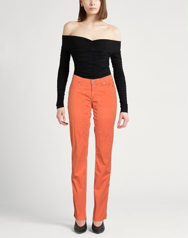 Woman Pants Orange Size 31 Cotton, Elastane