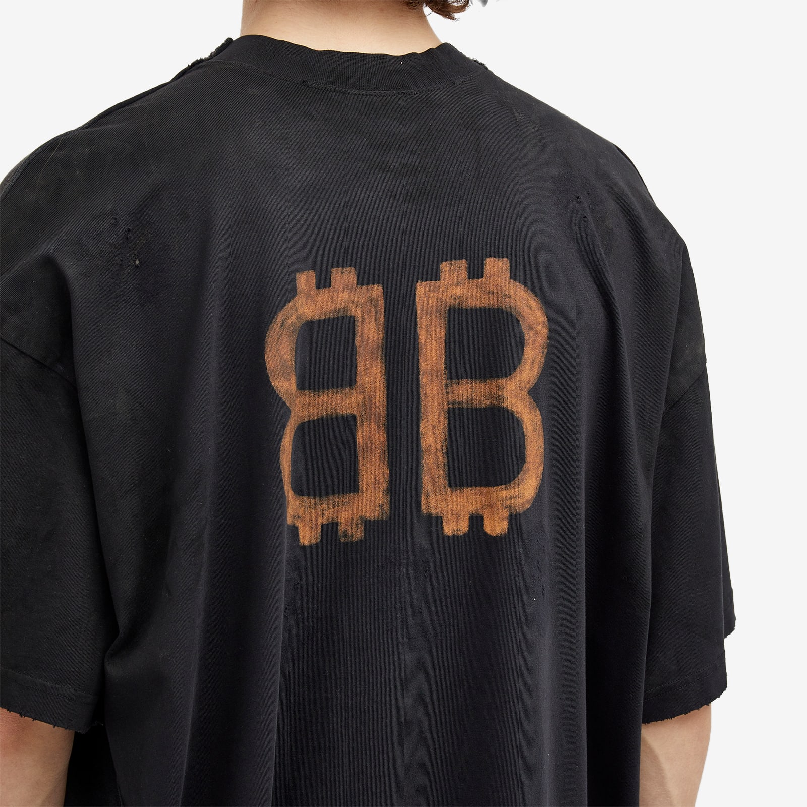 Men's Double Front T-Shirt in Wash Black