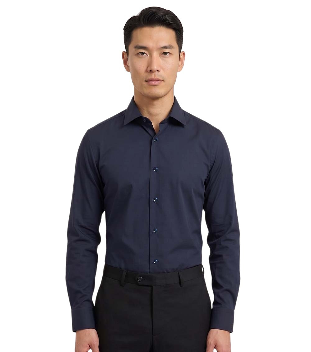 Navy Blue Solid Shirt