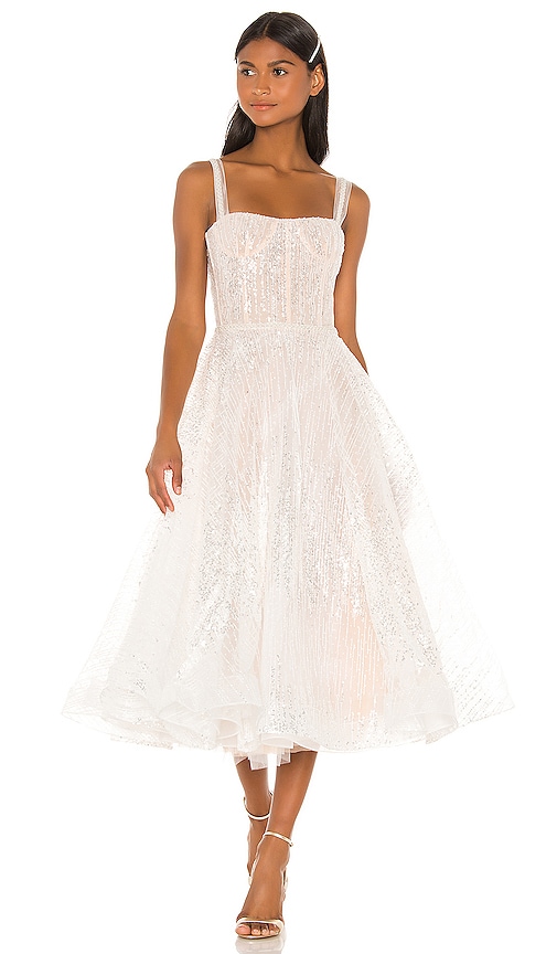 Bronx and Banco Mademoiselle Bridal Midi Dress in White.  XS. Also in