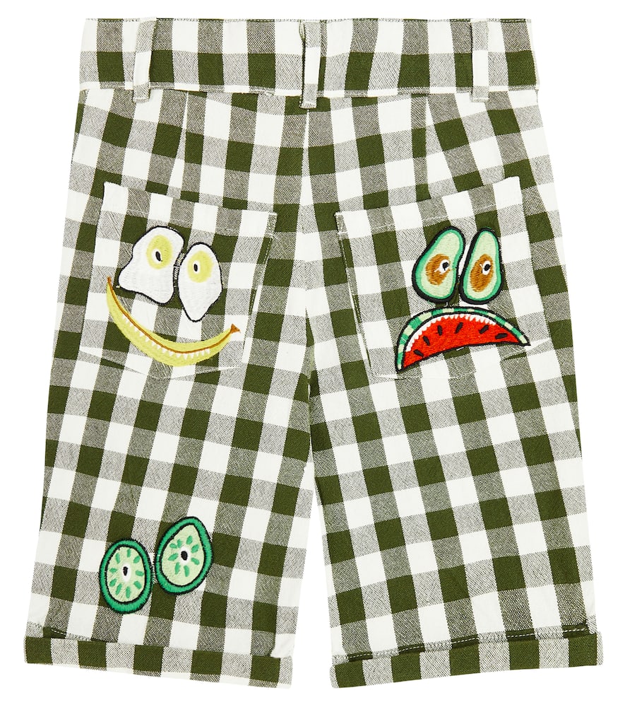 Stella McCartney Kids Appliqué checked cotton shorts