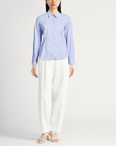 Woman Shirt Azure Size 8 Cotton, Elastane