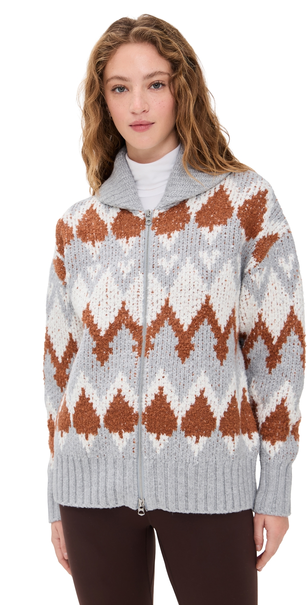 Brockley Jacquard Knit Jacket Grey Melange 