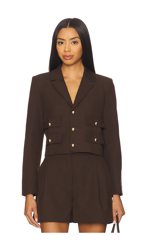Karina Grimaldi Marie Cropped Blazer in Chocolate. XS. Also in
