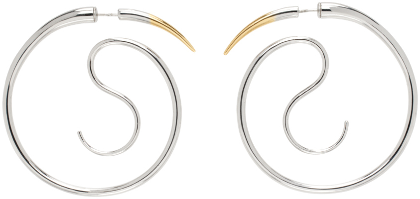 Panconesi Silver & Gold Spina Upside Down Hoop Earrings