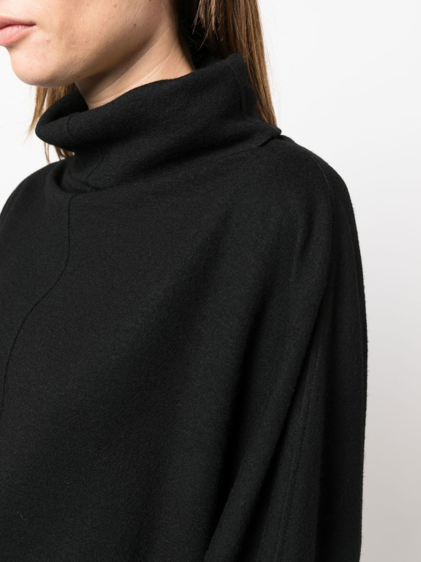 Black Flared Sleeve High Neck Sweater