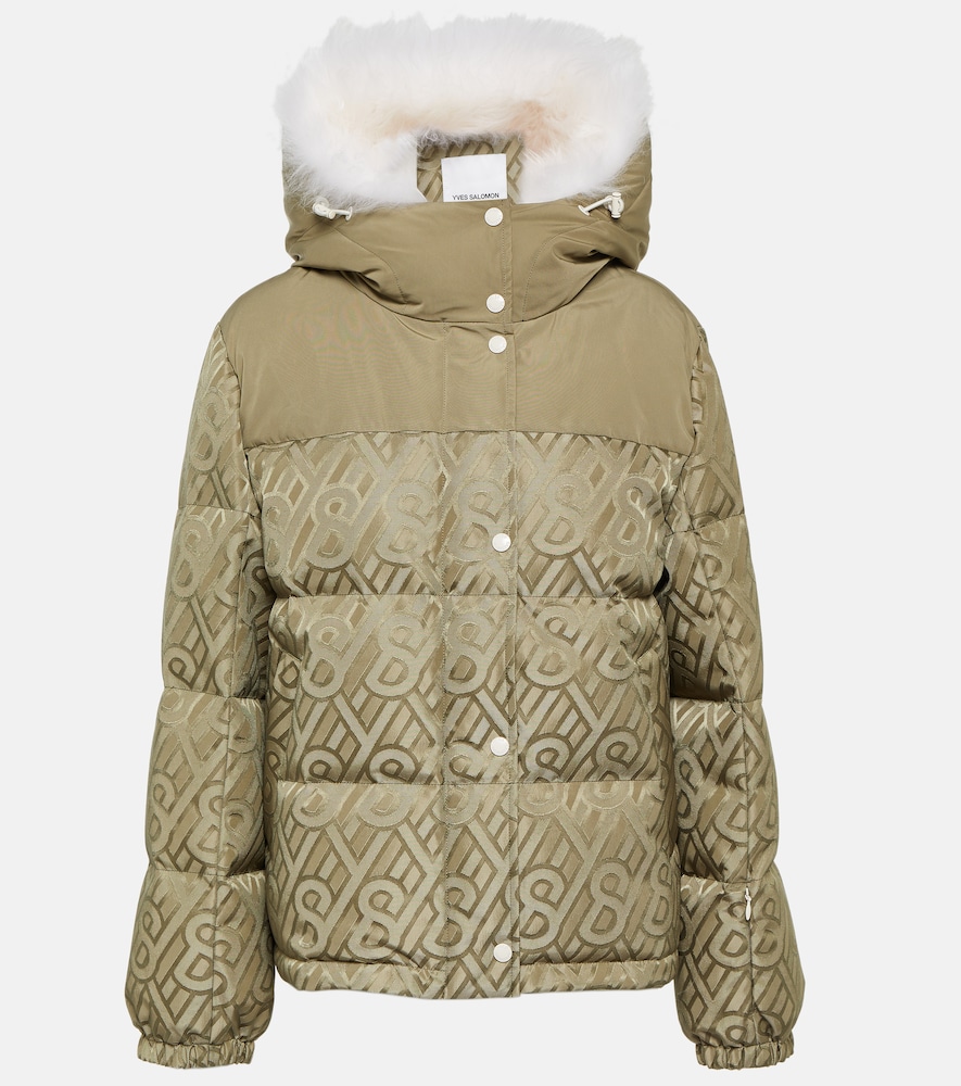 Logo shearling-trimmed down jacket