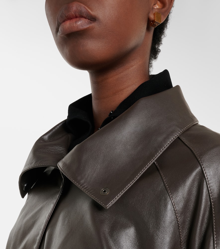 Anorak leather jacket