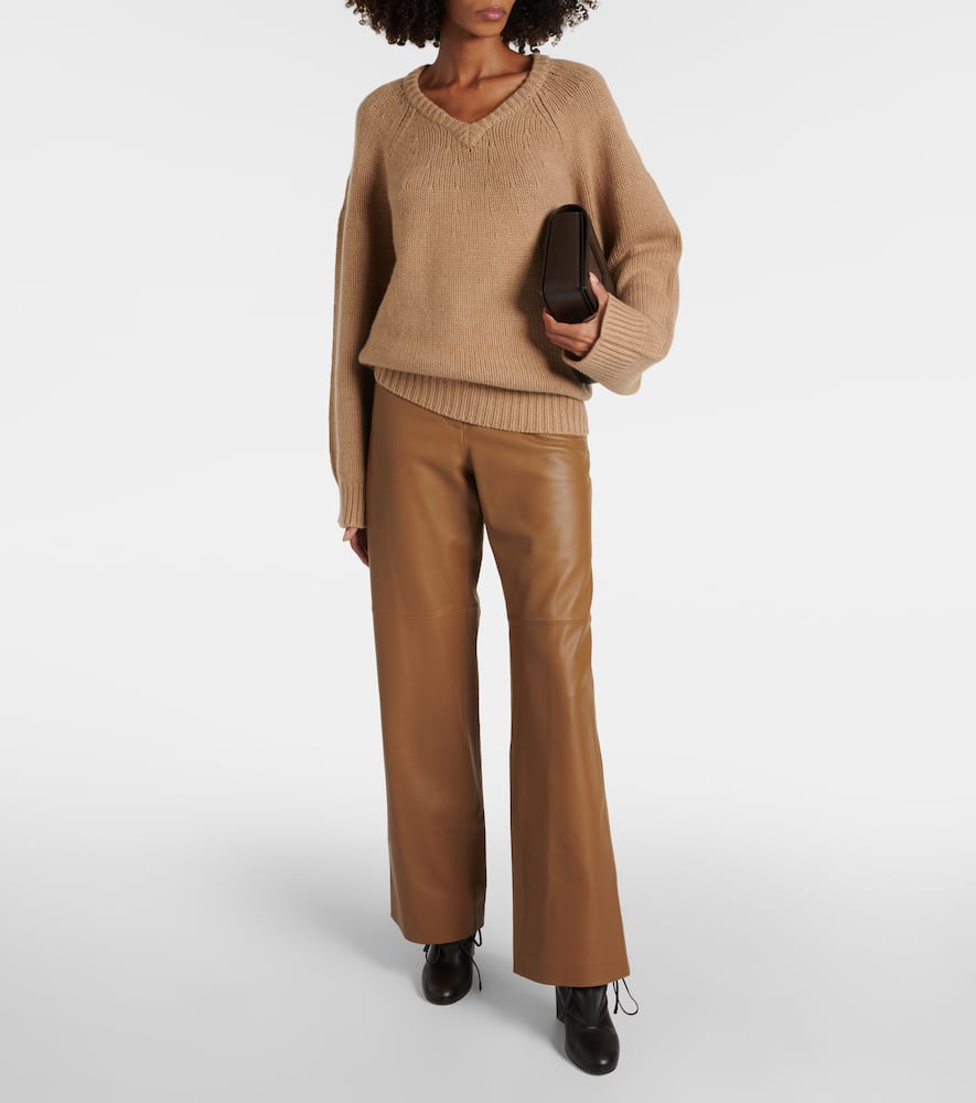 High-rise leather wide-leg pants