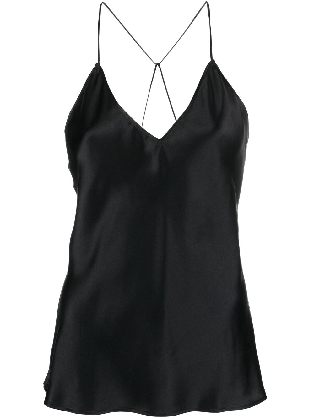 V-neck silk vest - Black