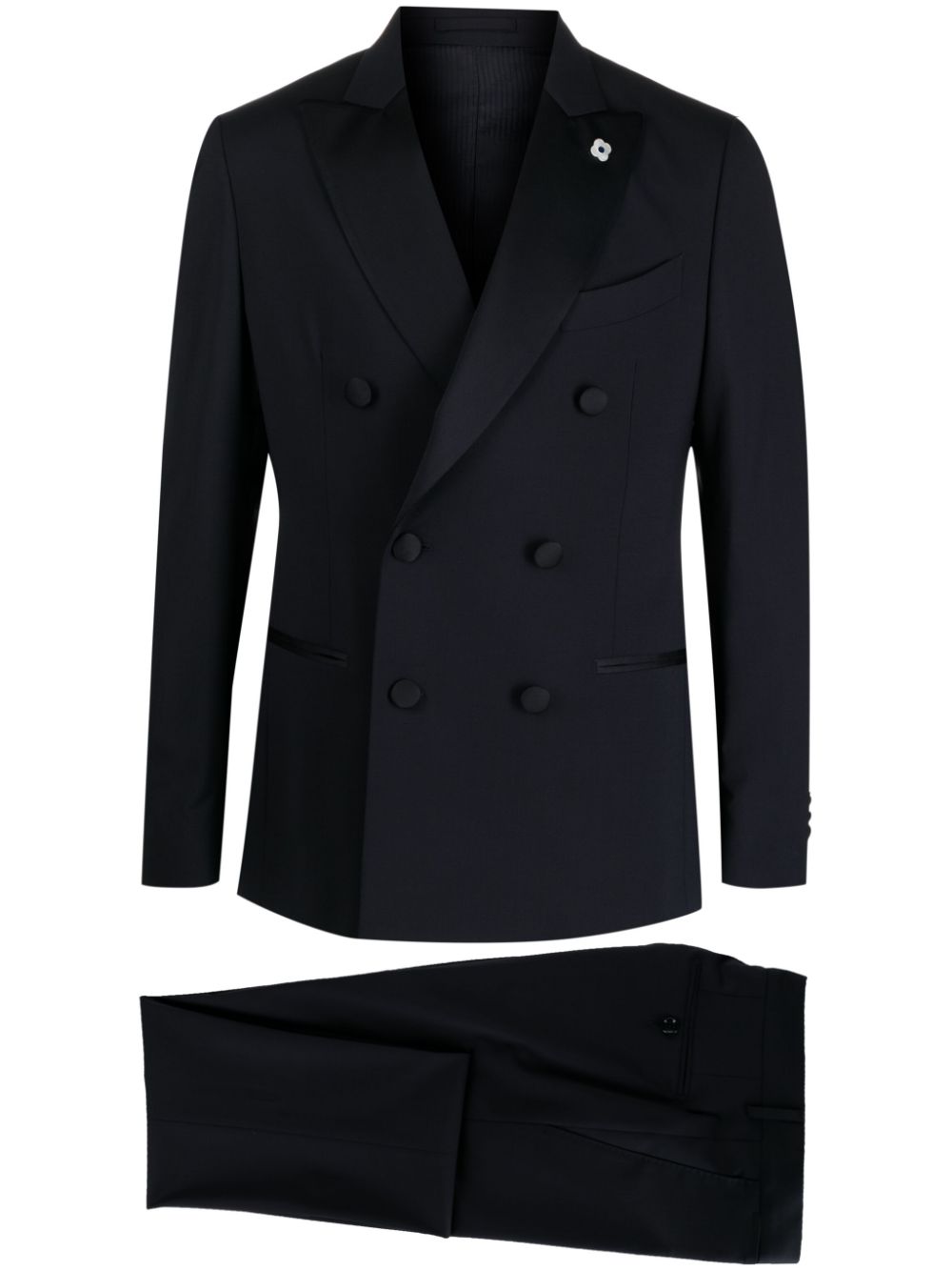 Double-breasted wool suit - Blue
