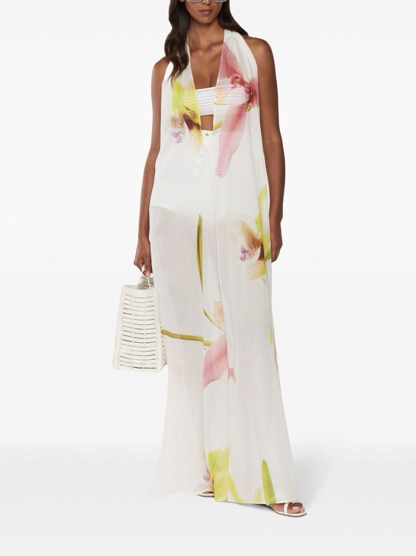 Long Dress With Orchid Print