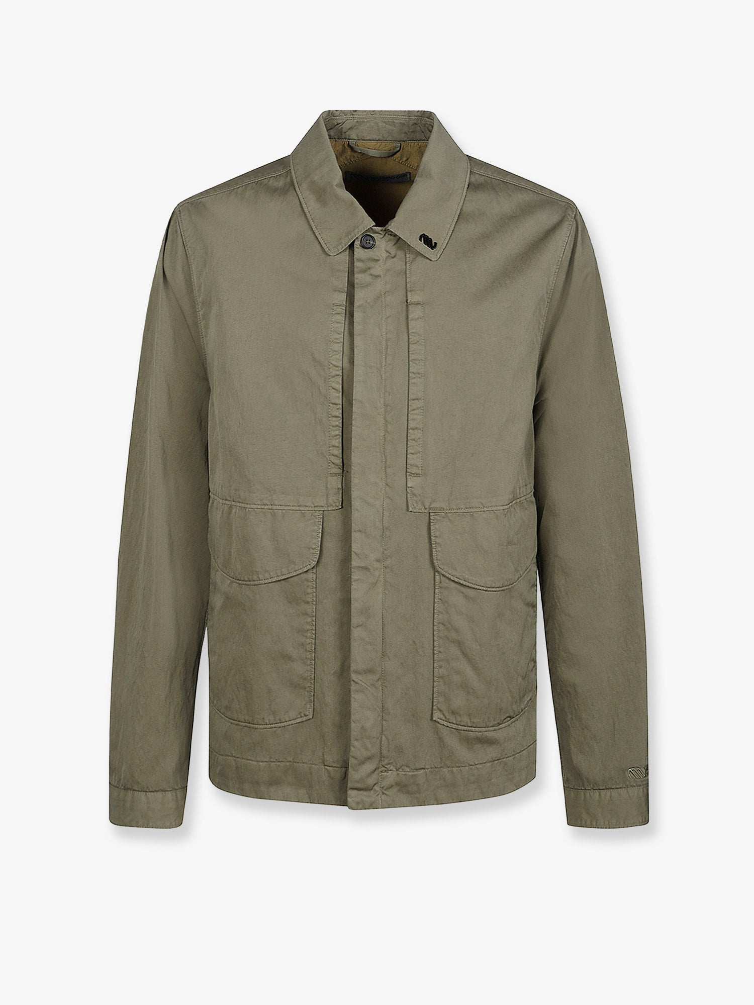 Cotton Blend Overshirt Jacket — Beige