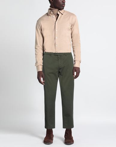 Man Pants Green Size 33 Cotton, Elastane