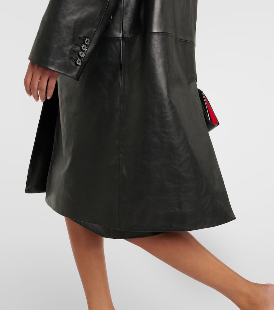 Faux fur-trimmed leather coat