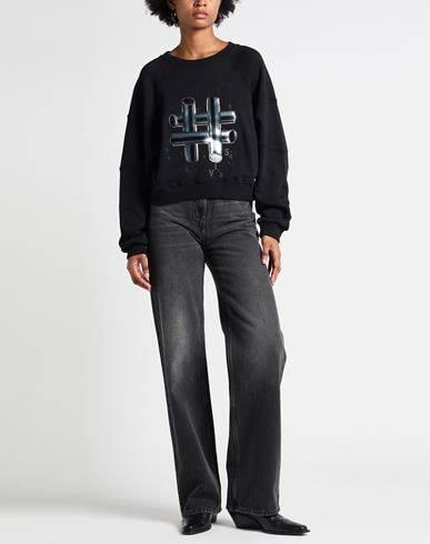 Woman Sweatshirt Black Size L Cotton