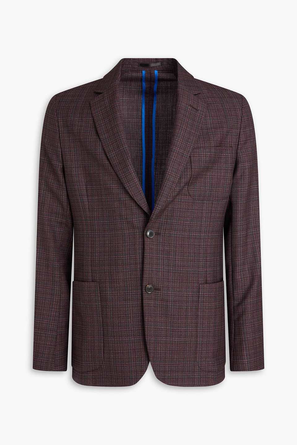 Checked wool blazer - Burgundy - US 36