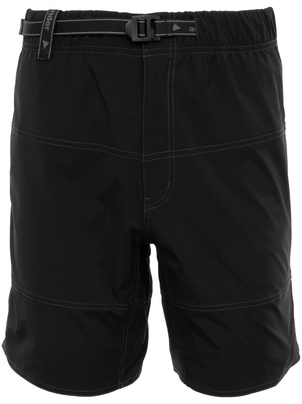 Contrast-stitch belted shorts - Black