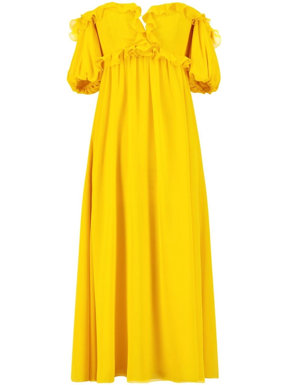 Ruffle-detail off-shoulder dress - Yellow