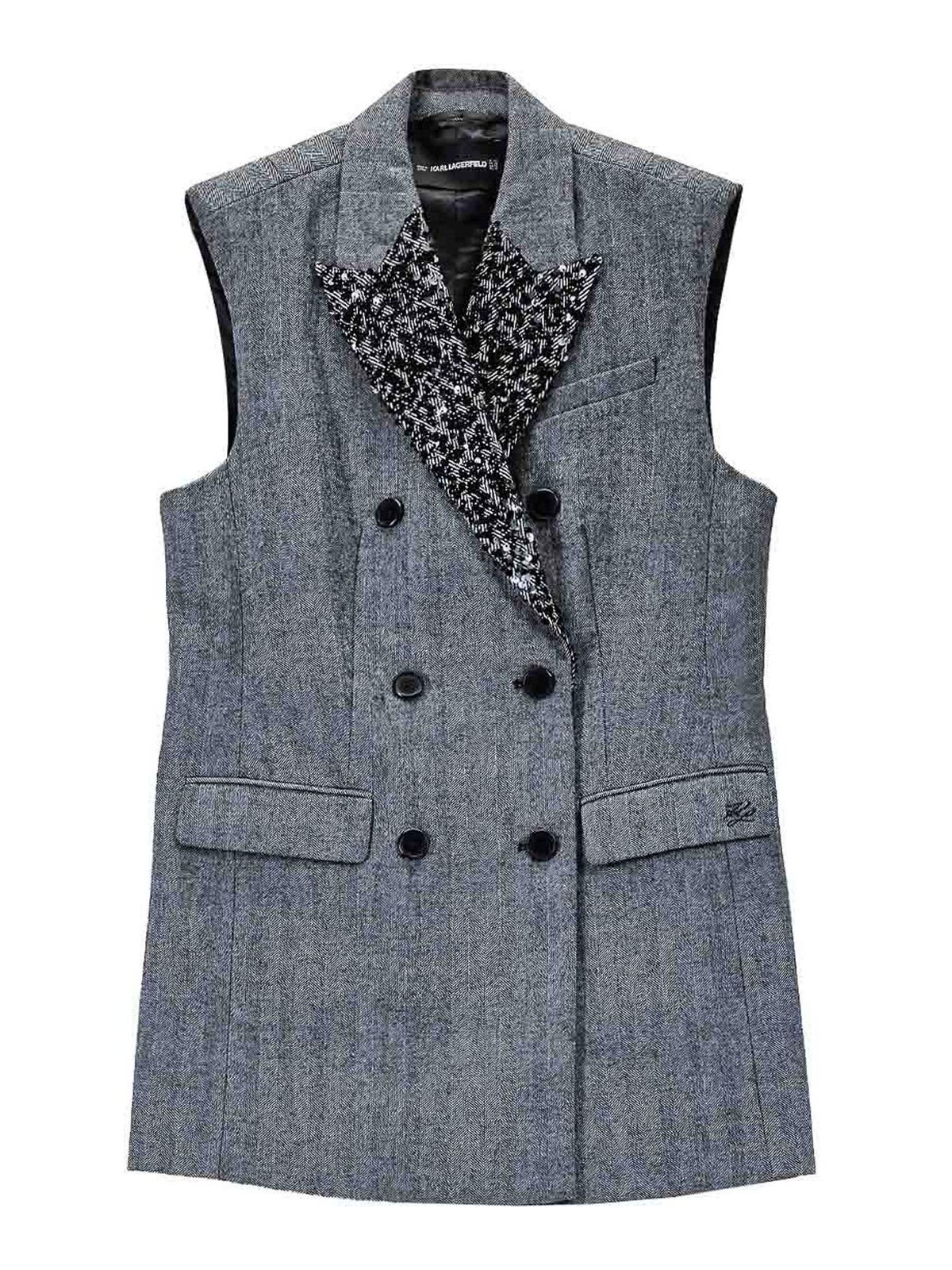 Embellished Lapel Tweed Gilet