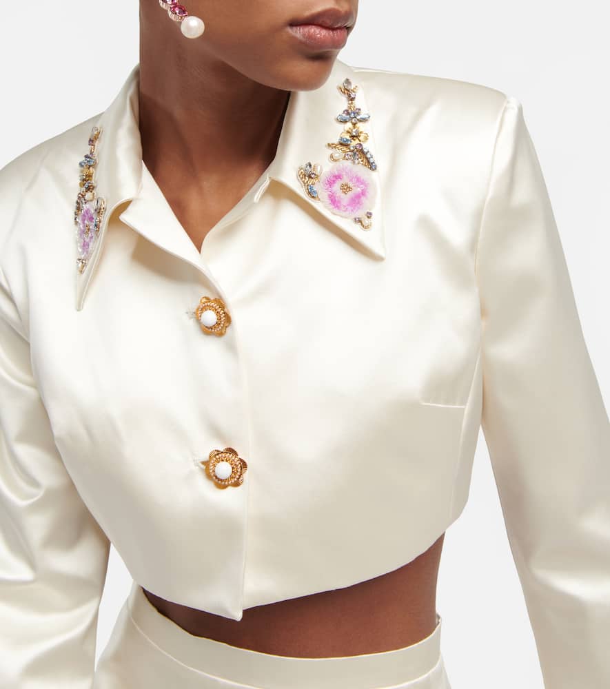 Bridal embellished silk jacket and top set