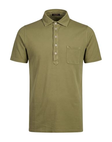Man Polo shirt Military green Size 40 Cotton
