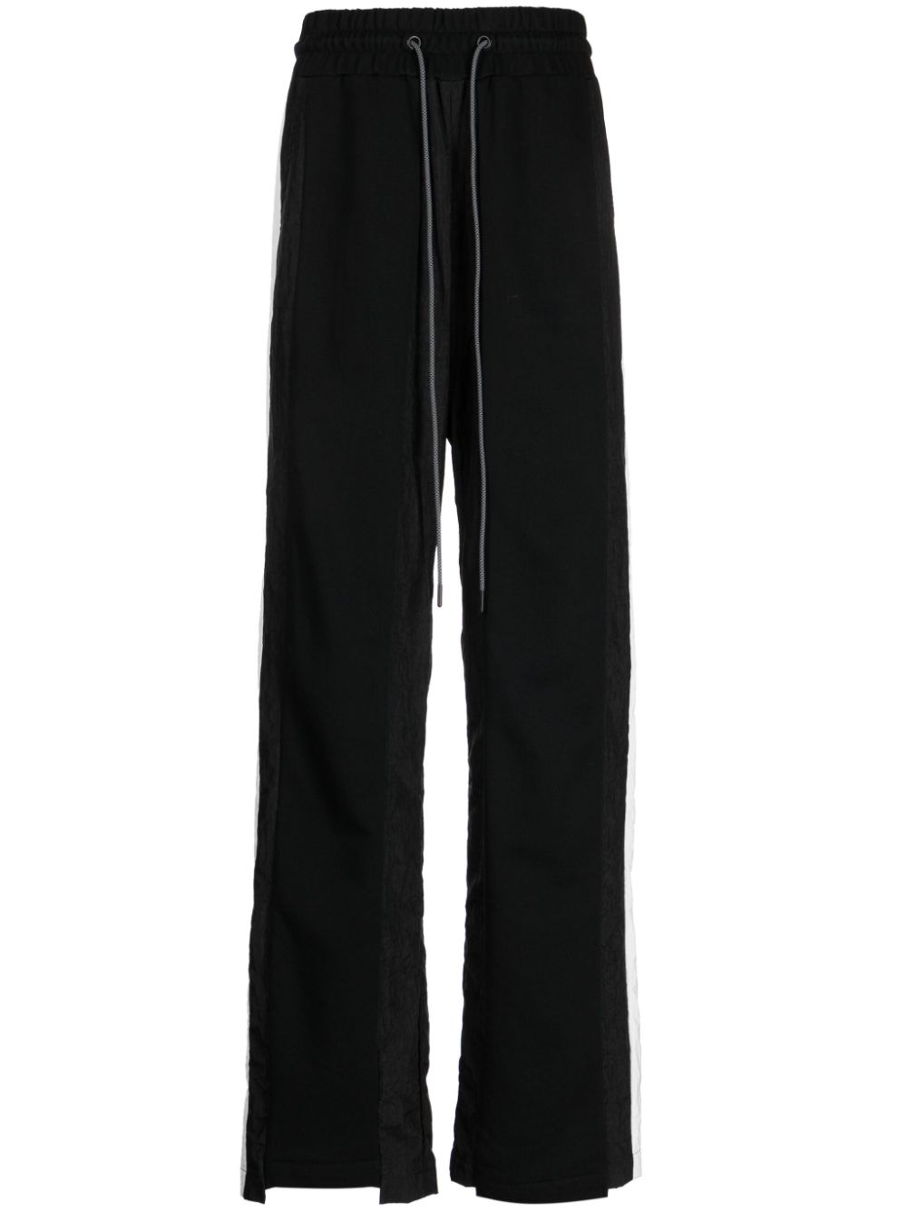 Stripe-detail cotton track trousers - Black