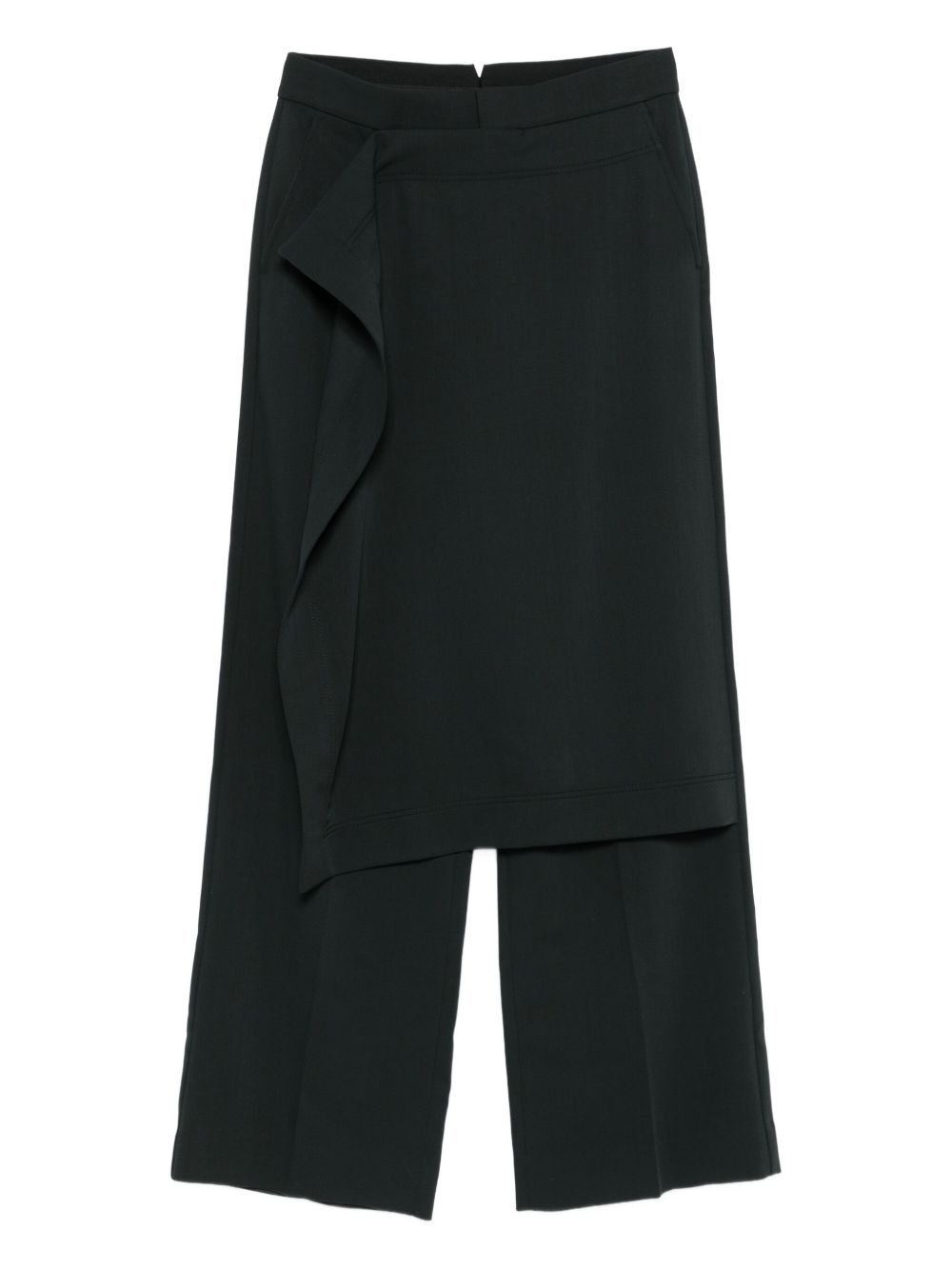 Layered Wool Trousers — Black