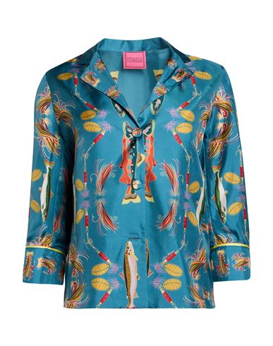 Woman Shirt Slate blue Size M Silk