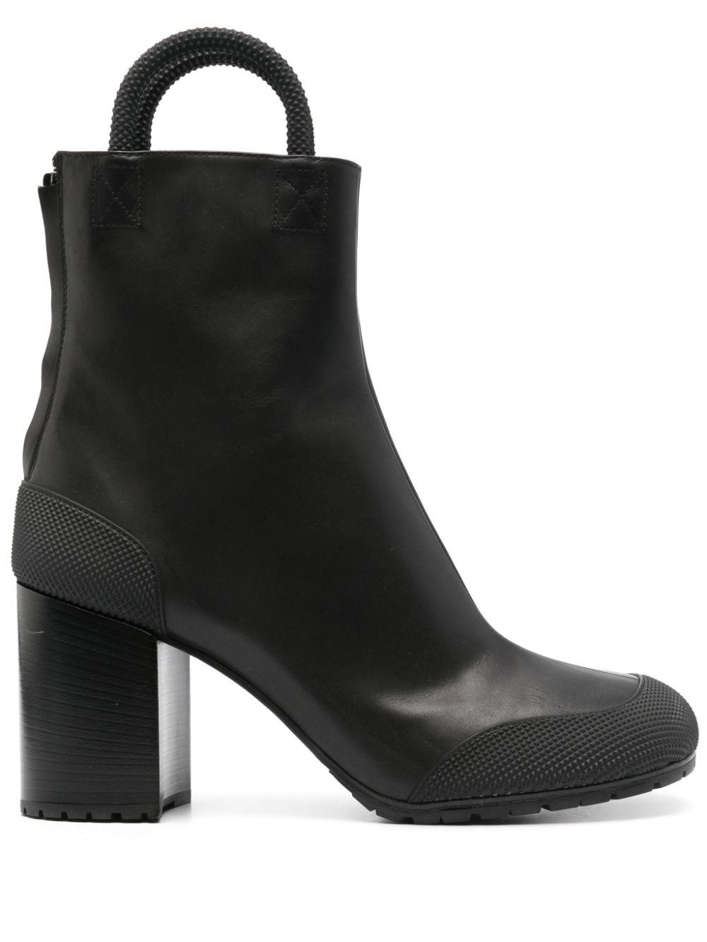 Worker 95mm leather boots - Black