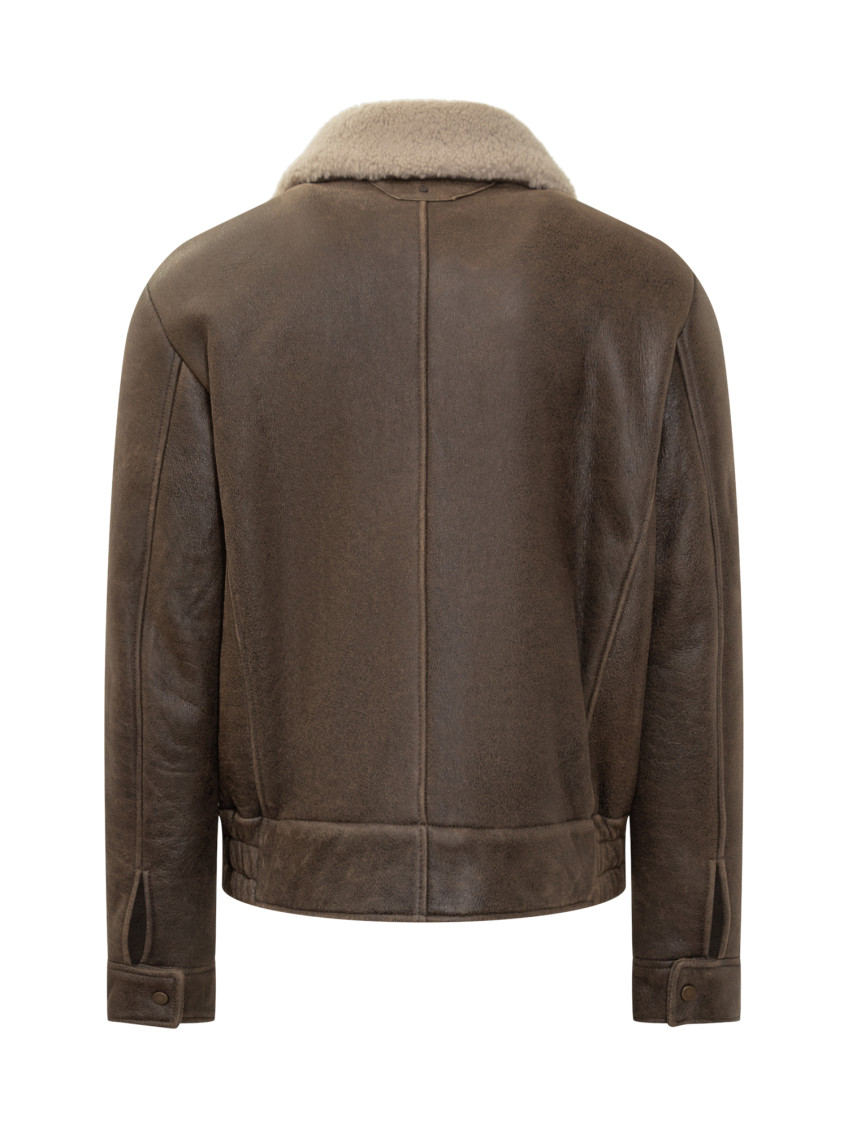 Brown Solid Shirt Collar Jacket